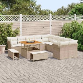 vidaXL Σετ Καναπέ Κήπου 13 pcs Μπεζ συνθετικό ρατάν