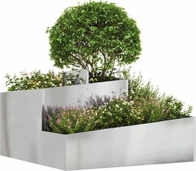 vidaXL Γλάστρα Κήπου Ασημί 80 x 80 x 50 εκ. Επικαλυμμένος Χάλυβας