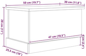 vidaXL Κουτί Αποθήκευσης Μαύρη Οξιά 50x30x28 εκ Επεξεργασμένο Ξύλο