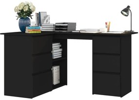 vidaXL Γραφείο Γωνιακό Μαύρο 145 x 100 x 76 εκ. από Επεξ. Ξύλο