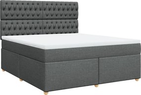 vidaXL Κρεβάτι Boxspring με Στρώμα Σκούρο Γκρι 180x200 εκ Υφασμάτιν