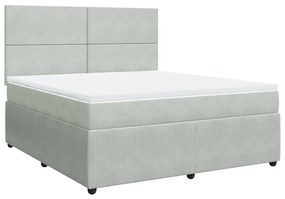 Κρεβάτι Boxspring με Στρώμα Ανοιχτό Γκρι 180x200 εκ. Βελούδινο - Γκρι