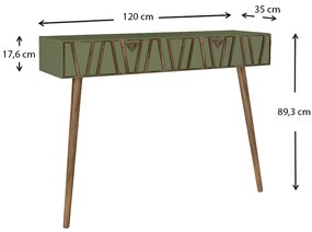 Κονσόλα επιτοίχια Forest Megapap χρώμα λαδί - καρυδί 120x35x89,3εκ.