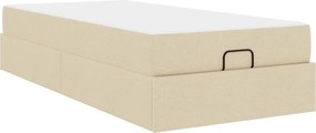 vidaXL Σκελετός κρεβατιού με στρώμα 2 pcs Κρεμ ύφασμα