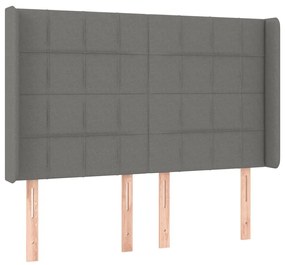 Κεφαλάρι Κρεβατιού LED Σκούρο Γκρι 147x16x118/128εκ. Υφασμάτινο 3124047