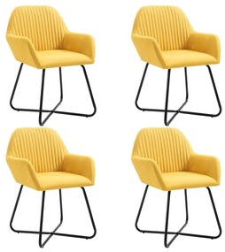 Καρέκλες Τραπεζαρίας 4 τεμ. Κίτρινες Υφασμάτινες - Κίτρινο