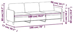 Καναπές Τριθέσιος Κρεμ 180 εκ. Υφασμάτινος - Κρεμ