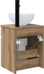 vidaXL Επιτοίχιος νιπτήρας βανίλιας Artisan Δρυς 39 x 41 x 64,5 εκ.