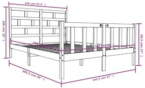 Πλαίσιο Κρεβατιού 140 x 200 εκ. από Μασίφ Ξύλο Πεύκου - Καφέ