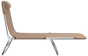 vidaXL Ξαπλώστρες Πτυσσόμενες 2 τεμ. Taupe από Textilene & Ατσάλι
