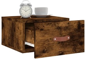 vidaXL Κομοδίνο Επιτοίχιο Καπνιστή Δρυς 35 x 35 x 20 εκ.