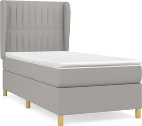 vidaXL Κρεβάτι Boxspring με Στρώμα Ανοιχτό Γκρι 80x200 εκ. Υφασμάτινο