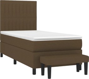 vidaXL Κρεβάτι Boxspring με Στρώμα Σκούρο Καφέ 90x200 εκ. Υφασμάτινο