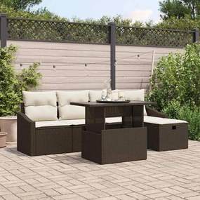 vidaXL Σετ Καναπέ Κήπου Ρυθμιζόμενο ύψος 6 pcs Καφέ συνθετικό ρατάν
