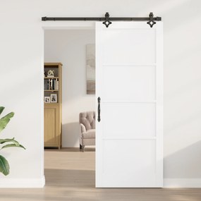 vidaXL Συρόμενη Πόρτα με Σετ Εξαρτημάτων 'ORKDAL' Λευκό Συμπαγές Ξύλο Πεύκου
