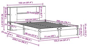 ΚΡΕΒΑΤΙ ΒΙΒΛΙΟΘΗΚΗ ΧΩΡΙΣ ΣΤΡΩΜΑ 150X200 ΕΚ ΜΑΣΙΦ ΞΥΛΟ ΠΕΥΚΟΥ 3322362