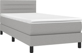vidaXL Κρεβάτι Boxspring με Στρώμα Ανοιχτό Γκρι 90x200 εκ. Υφασμάτινο