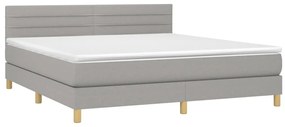 Κρεβάτι Boxspring με Στρώμα Ανοιχτό Γκρι 180x200 εκ. Υφασμάτινο - Γκρι