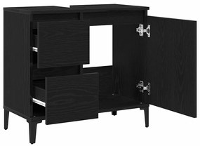 vidaXL Ντουλάπι Μπάνιου Μαύρη δρυς 65 x 33 x 60 εκ Επεξεργασμένο ξύλο