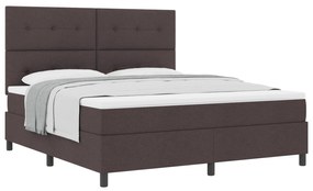vidaXL Κρεβάτι Box Spring με Στρώμα Σκούρο Καφέ Σούπερ Κινγκ Ύφασμα