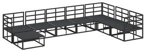 vidaXL Σετ Καναπέ Κήπου με μαξιλάρι 8 pcs Μαύρο Αλουμίνιο