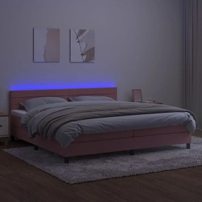 ΚΡΕΒΑΤΙ BOXSPRING ΜΕ ΣΤΡΩΜΑ &amp; LED ΡΟΖ 200X200 ΕΚ. ΒΕΛΟΥΔΙΝΟ 3134488