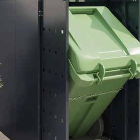 vidaXL Αποθήκη τροχήλατου κάδου για 5 κάδους Ανθρακί Ατσάλι με Πούδρα