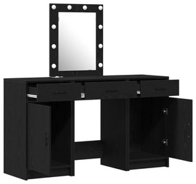 vidaXL Σετ Dressing Table 3 Τεμαχίων με LED Μαύρο Επεξεργασμένο Ξύλο