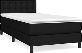 vidaXL Κρεβάτι Boxspring με Στρώμα Μαύρο 90x200 εκ. Υφασμάτινο