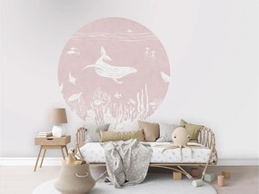 Monochrome Sea Ταπετσαρια Τοιχου Ροζ Στρογγυλη 80cm