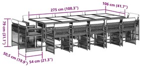 vidaXL Σετ Τραπεζαρίας Κήπου 15 τεμ Μαύρο από Συνθ. Ρατάν με Μαξιλάρια