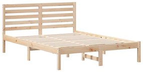 vidaXL Σκελετός Κρεβατιού Καφέ 135 x 190 cm Μασίφ ξύλο πεύκου