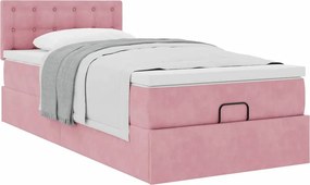 vidaXL Οθωμανικό κρεβάτι με στρώμα ροζ 80x200cm Velvet
