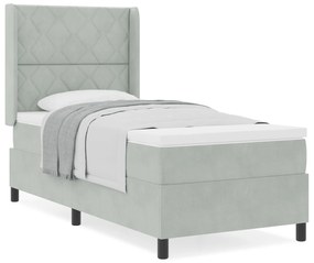 vidaXL Κρεβάτι με Στρώμα Light Grey 90x190 cm Βελούδο