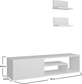 Σύνθεση Σαλονιού Zeplin - Χρώμα Λευκό - 120x29,6x29,3εκ