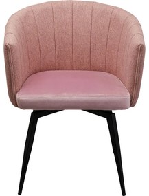 Καρέκλα Τραπεζαρίας Περιστρεφόμενη Merida Ροζ Ύφασμα Βελούδο 59,5x60,5x81 εκ. - Ροζ