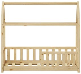 Κρεβάτι παιδικό Bambie τύπου Montessori με κιγκλίδωμα ξύλο πεύκου φυσικό 70x140 εκ. 70x140x126 εκ.