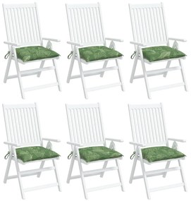 Μαξιλάρια Καρέκλας 6 τεμ. Σχέδιο Φύλλων 40x40x7 εκ. Υφασμάτινα - Πράσινο