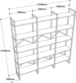 Βιβλιοθήκη Λευκό Μάρμαρο / Χρυσό REVE 170x30x175