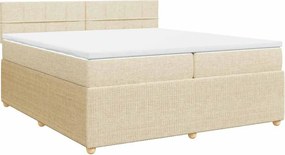 vidaXL Κρεβάτι Boxspring με Στρώμα Κρεμ 200x200 εκ. Υφασμάτινο
