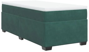 vidaXL Κρεβάτι Boxspring με Στρώμα Σκούρο Πράσινο 100x200εκ. Βελούδινο