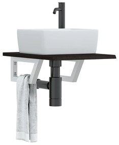 Ράφι Νιπτήρα Τοίχου από Ατσάλι / Μασίφ Ξύλο Δρυός