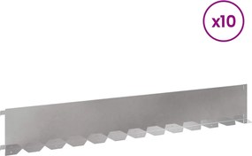 vidaXL Περίγραμμα γκαζόν 10 τμχ. 102 x 15 x 4 εκ. Ατσάλι Ασημί