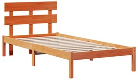 vidaXL Κρεβάτι με Κεφαλάρι Κερωμένο Καφέ 75x190 εκ. Μασίφ Ξύλο Πεύκου