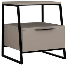 Κομοδίνο Johana pakoworld μαύρο-μόκα 45x40x50εκ