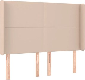 vidaXL Κρεβάτι Boxspring Στρώμα&amp;LED Καπουτσίνο 140x190 εκ. Συνθ. Δέρμα
