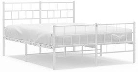 vidaXL Πλαίσιο Κρεβατιού με Κεφαλάρι&Ποδαρικό Λευκό 135x190εκ. Μέταλλο