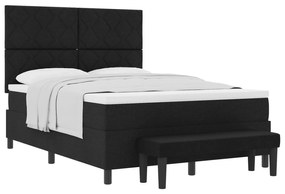 vidaXL Κρεβάτι με Βαθυκά με Στρώμα & Πάγκο Μαύρο 140x200 εκ. Ύφασμα