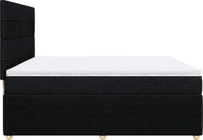 vidaXL Κρεβάτι Boxspring με Στρώμα Μαύρο 200x200 εκ. Υφασμάτινο