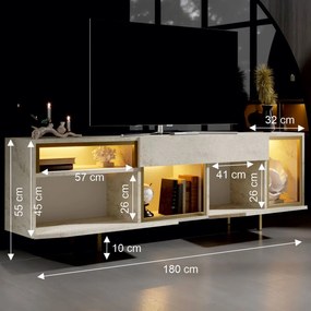 Έπιπλο Τηλεόρασης Τραβερτίνη / Χρυσό IFLES 180x32x55